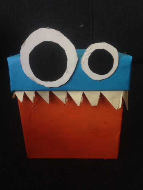 Monsterdoos knutselen als bewaardoos.