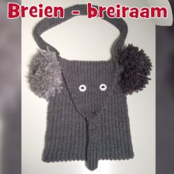 Olifanten tas breien op een breiraam