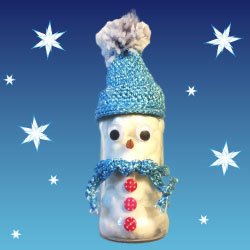 Sneeuwpop maken van een pot met watten