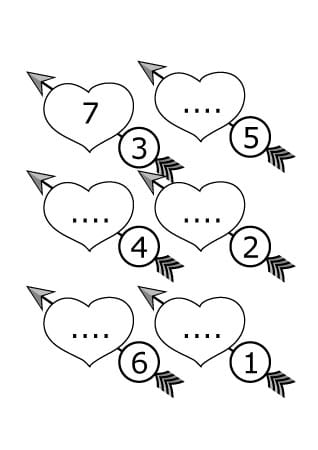 Valentijnsdag rekenwerkblad – aanvullen tot 10