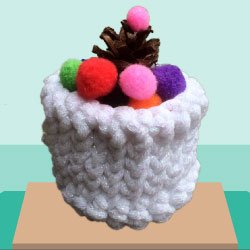 Mandje haken/breien met een haakpen en een breiring