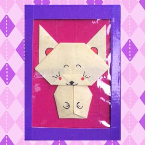 Kat origami – lijstje knutselen met karton en duct tape