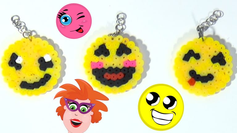 Smileys als sleutelhangers maken met strijkkralen