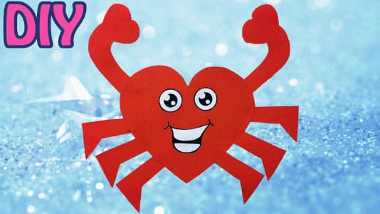 Hartjeskrab knutselen van papier voor Valentijnsdag