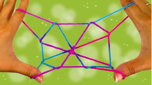 Touwfiguren voor Ztringz knopen: Spinnenweb