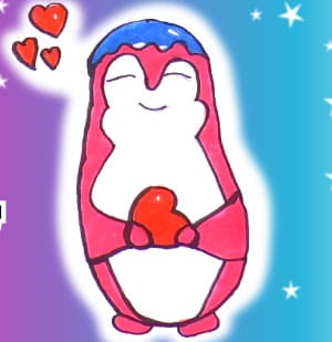 Valentijnsdag pinguïn tekenen