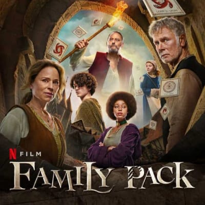 Poster van de Netflix-film Family Pack, een avontuurlijke familiefilm gebaseerd op het bordspel Weerwolven van Wakkerdam.