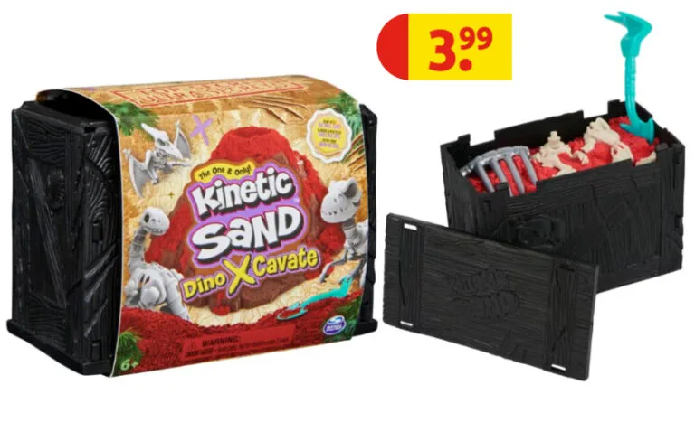 Kinetic Sand Dino X Cavate – opgravingsset met rood zand en dinosaurusbotten, nu in de aanbieding bij Kruidvat.