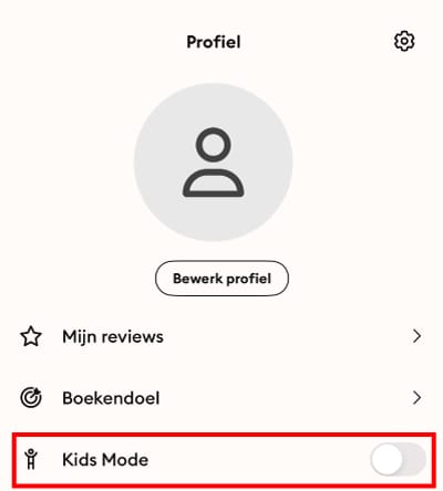 Kids Mode aanzetten in de Storytel-app via het profielmenu