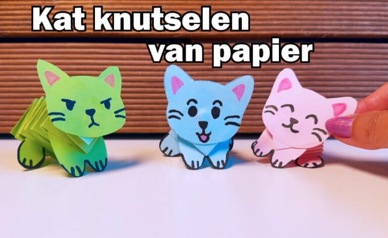 Katten knutselen van papier met muizentrapjes – leuk en makkelijk knutselwerkje voor kinderen