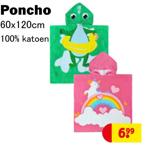 Kinderponcho’s voor zwembad en strand – groene krokodil en roze eenhoorn van Kruidvat