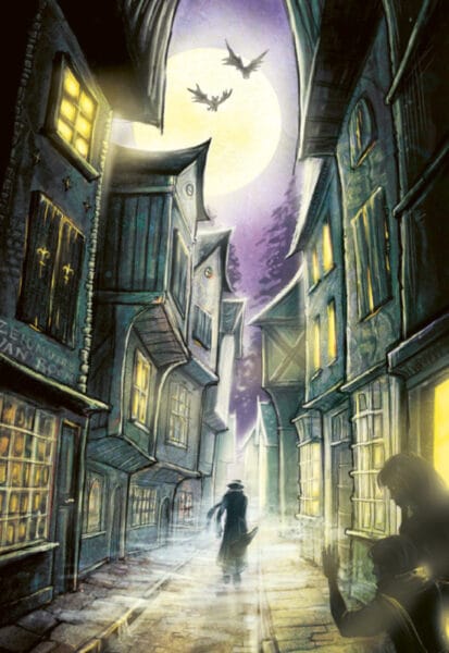 Illustratie uit Danse Macabre – mysterieuze straat in de nacht