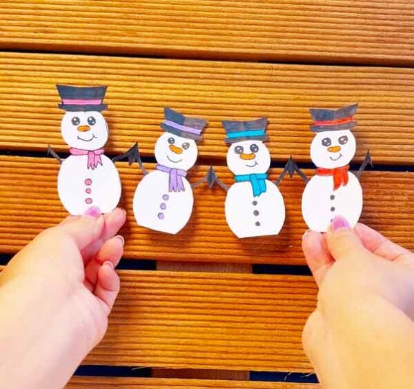 sneeuwpop knutselen papier: sneeuwpopslinger met kinderen