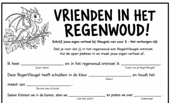 Werkblad Vrienden in het regenwoud bij Vleugels van vuur 3 – Het verborgen rijk